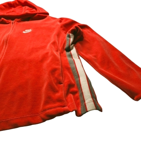 Y2K Nike Red Velour Full Zip Retro Racer Stripes Relaxed Fit women's medium - Picture 4 of 13